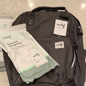 Motif Gray Baby Bag with 120 breastmilk storage bags